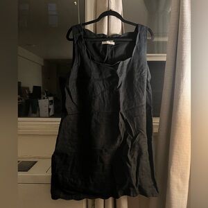 AF Linen collection black scallop trim dress